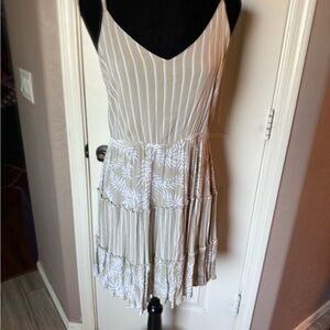 Chic Cream Striped Mini Dress